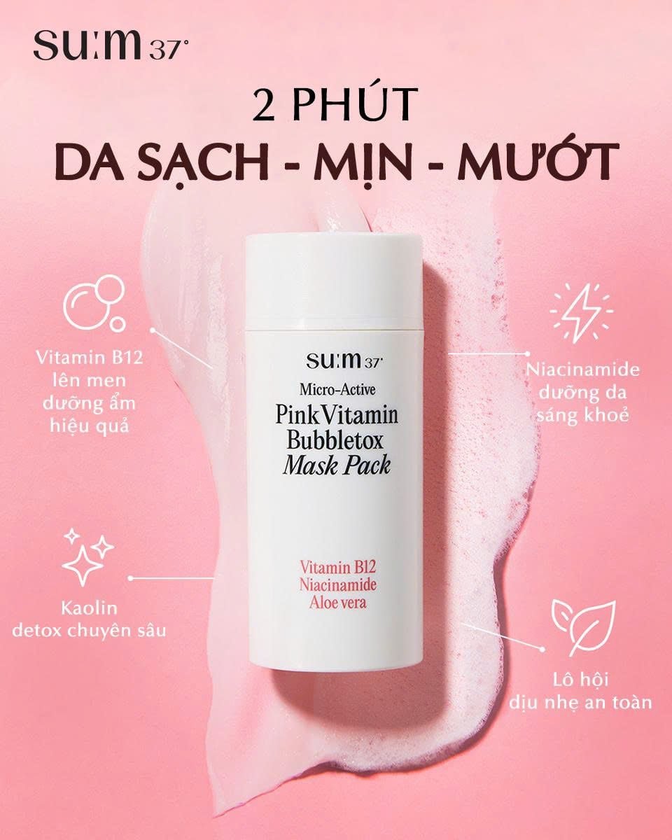 Mặt nạ sủi bọt hồng su:m37 Bright Pink Mask - Image 2